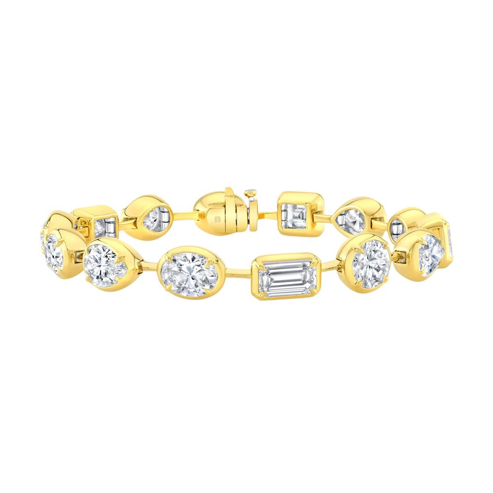 London Collection Yellow Gold Mixed Shape Diamond Bar Bracelet