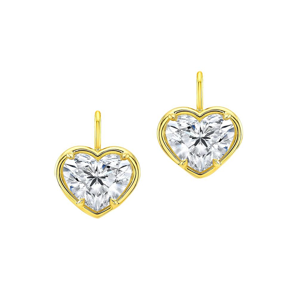 London Collection Yellow Gold Bezel Set Heart Diamond Earrings