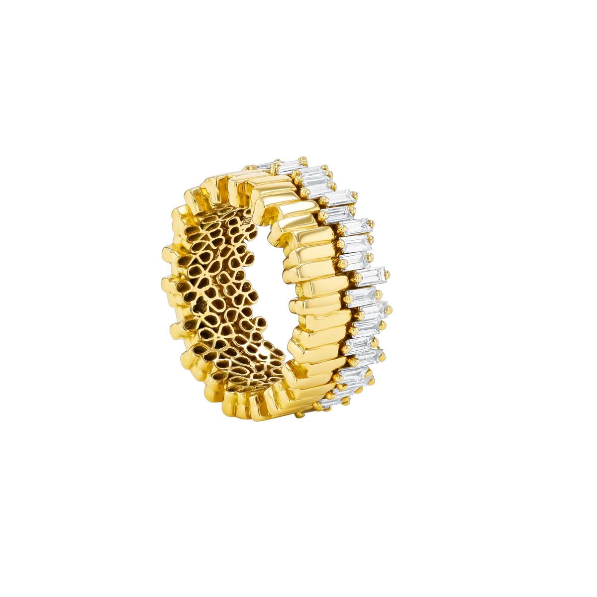 Suzanne Kalan 18k Yellow Gold and Diamond Midi Stacker Eternity Band