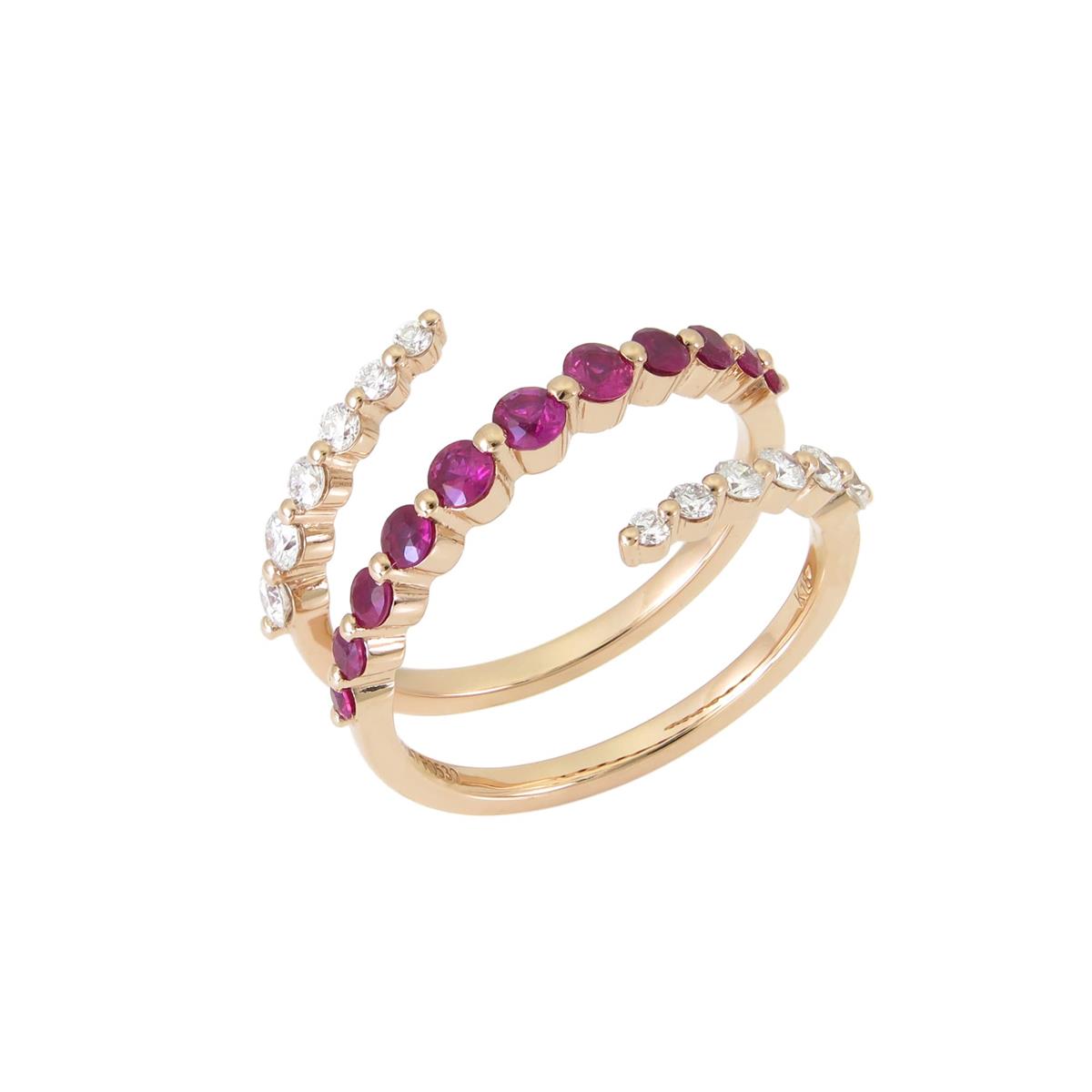 London Collection 18k Rose Gold Diamond and Ruby Wrap Ring