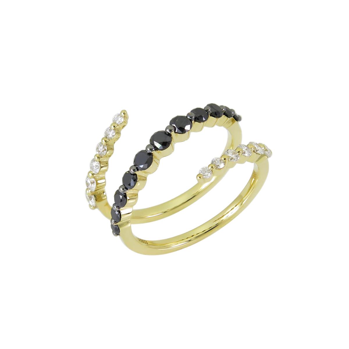 London Collection 18k Yellow Gold Black and White Diamond Wrap Ring