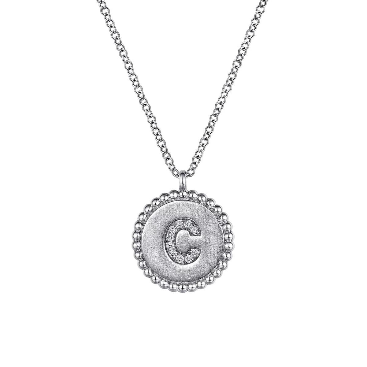 Gabriel & Co Bujukan Sterling Silver Diamond Initial Necklace