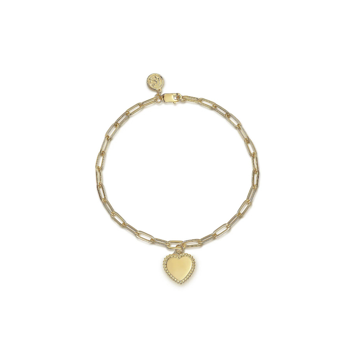 Gabriel & Co 14k Yellow Gold Engravable Heart Charm Bracelet
