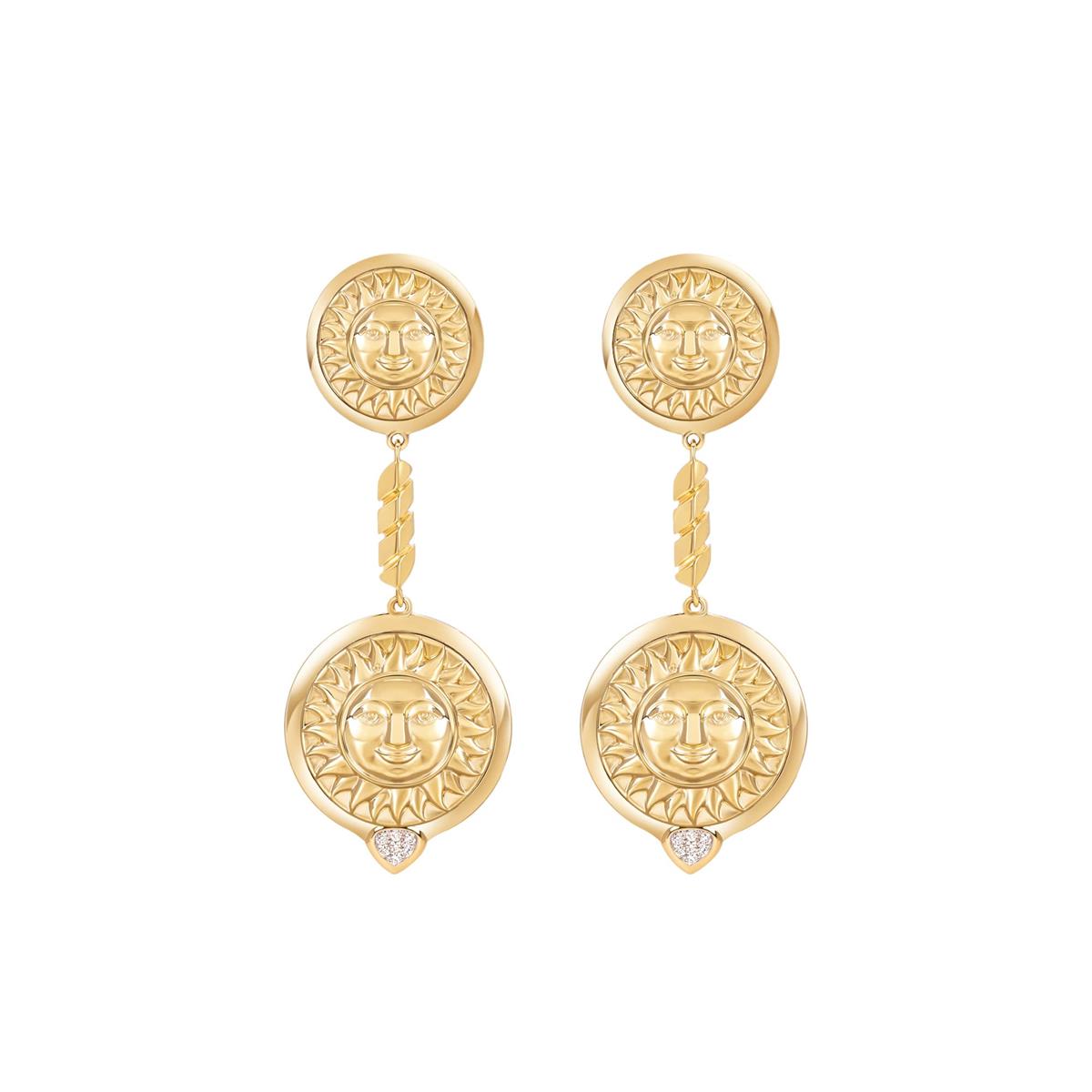 Marina B Soleil 18k Gold and Diamond Drop Earrings