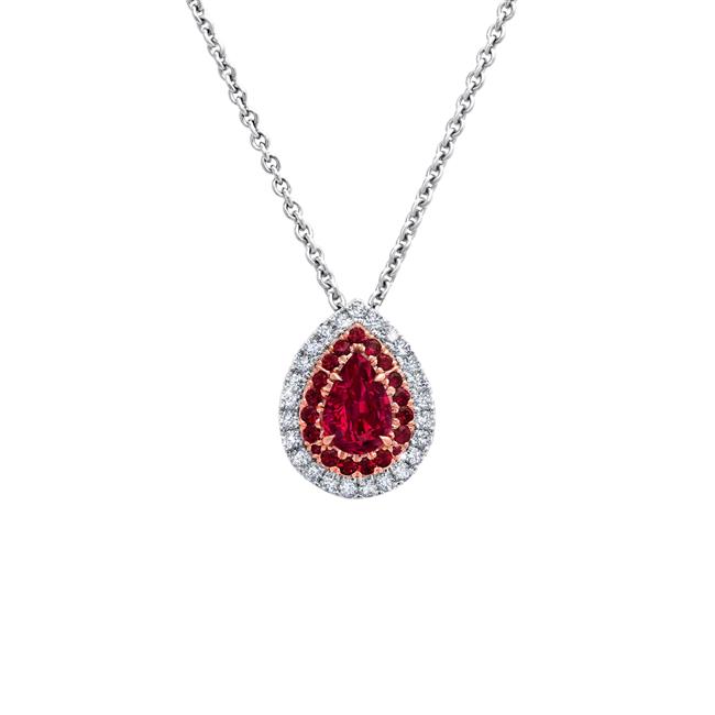 London Collection Platinum 18k Rose Gold Fancy Brownish Pink Diamond Pendant