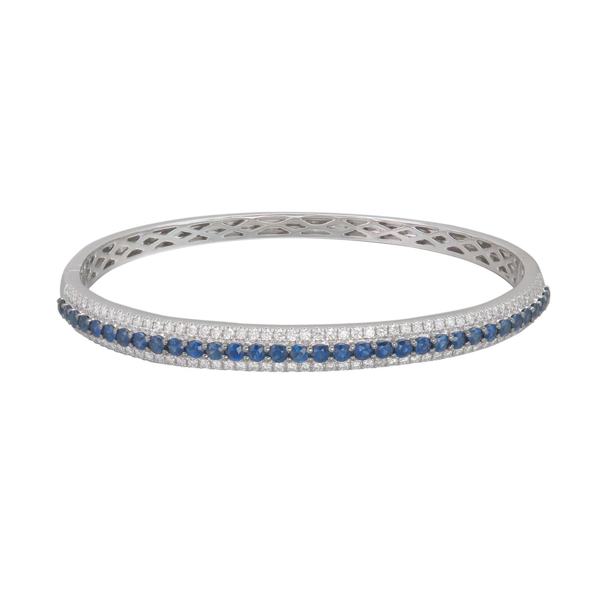 London Collection 18k White Gold Blue Sapphire and Diamond Bangle Bracelet