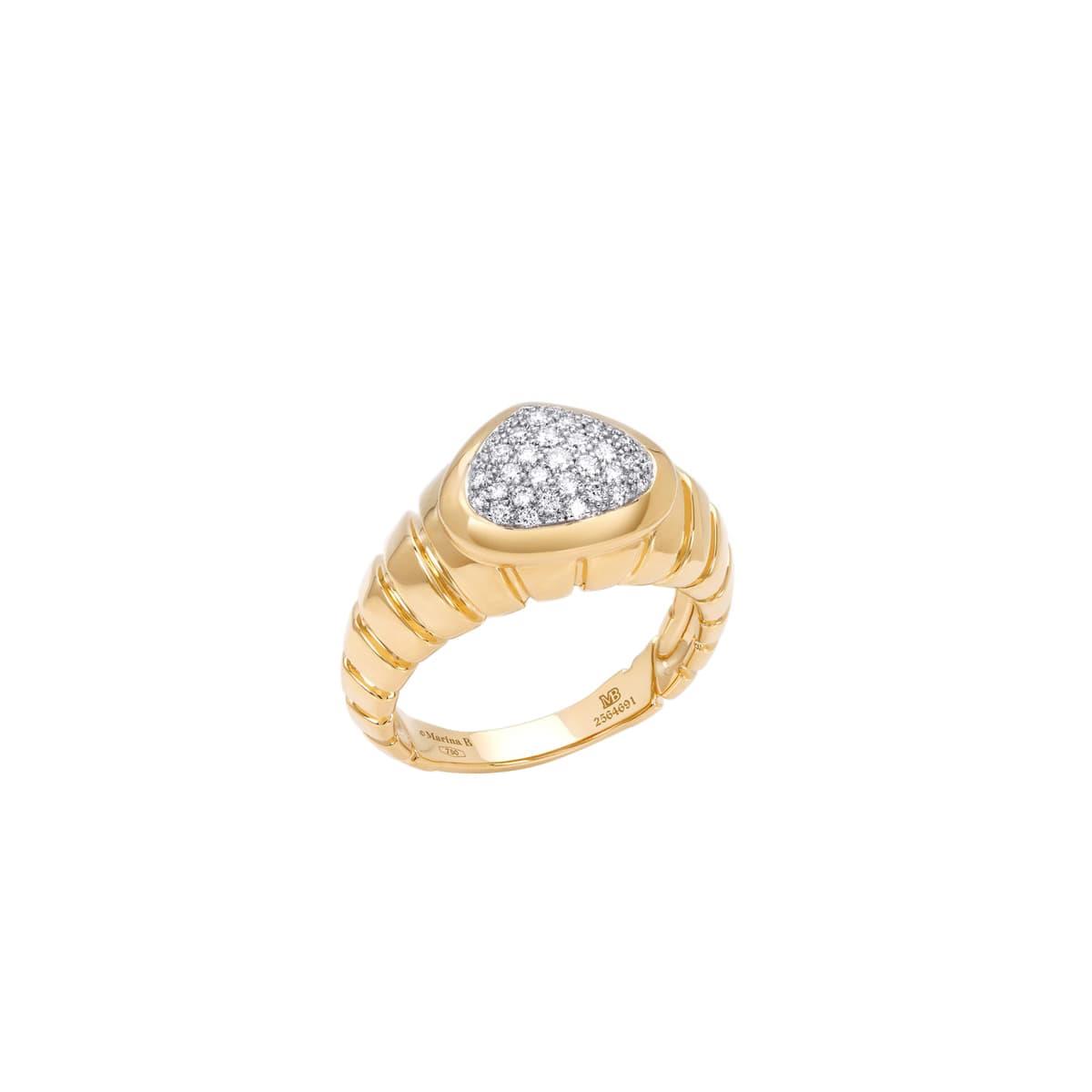 Marina B Timo 18k Yellow Gold and Pave Diamond Ring