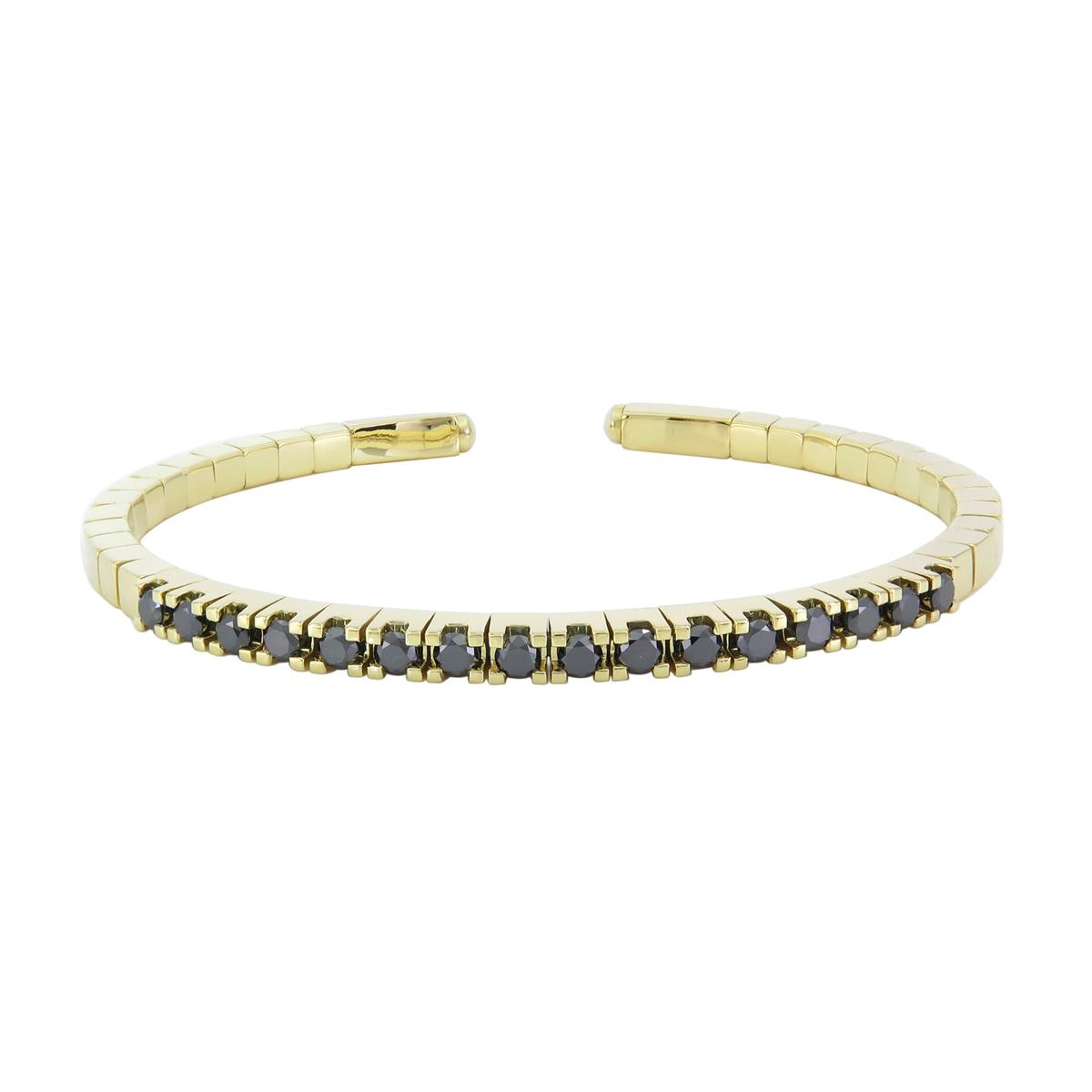 London Collection 18k Yellow Gold Black Diamond Flex Cuff Bracelet