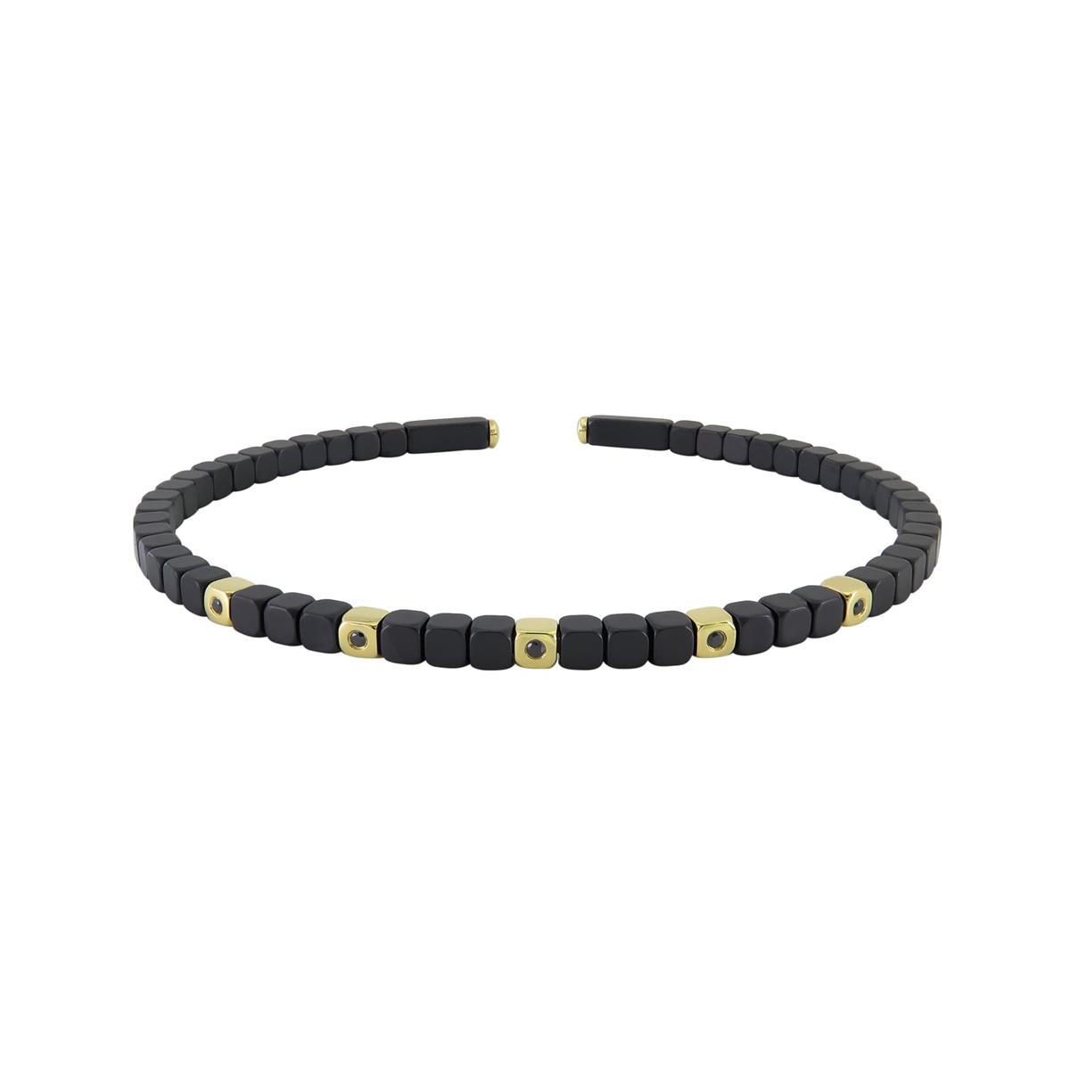 London Collection Yellow Gold and Ceramic Black Diamond Flex Bracelet