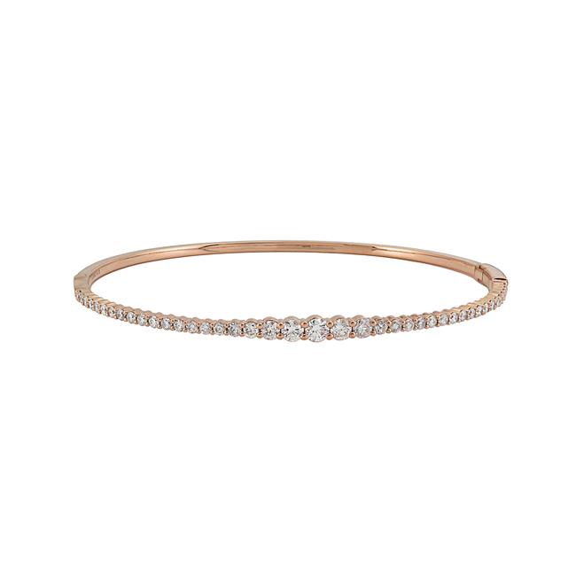 London Collection 18k Gold Half Way Graduated Diamond Bangle