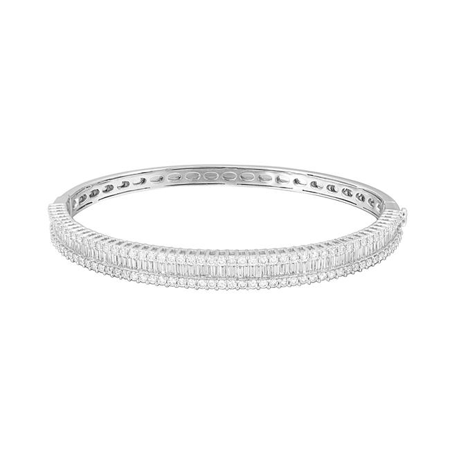 London Collection 18k White Gold Half-Way Mixed Shape Diamond Bangle