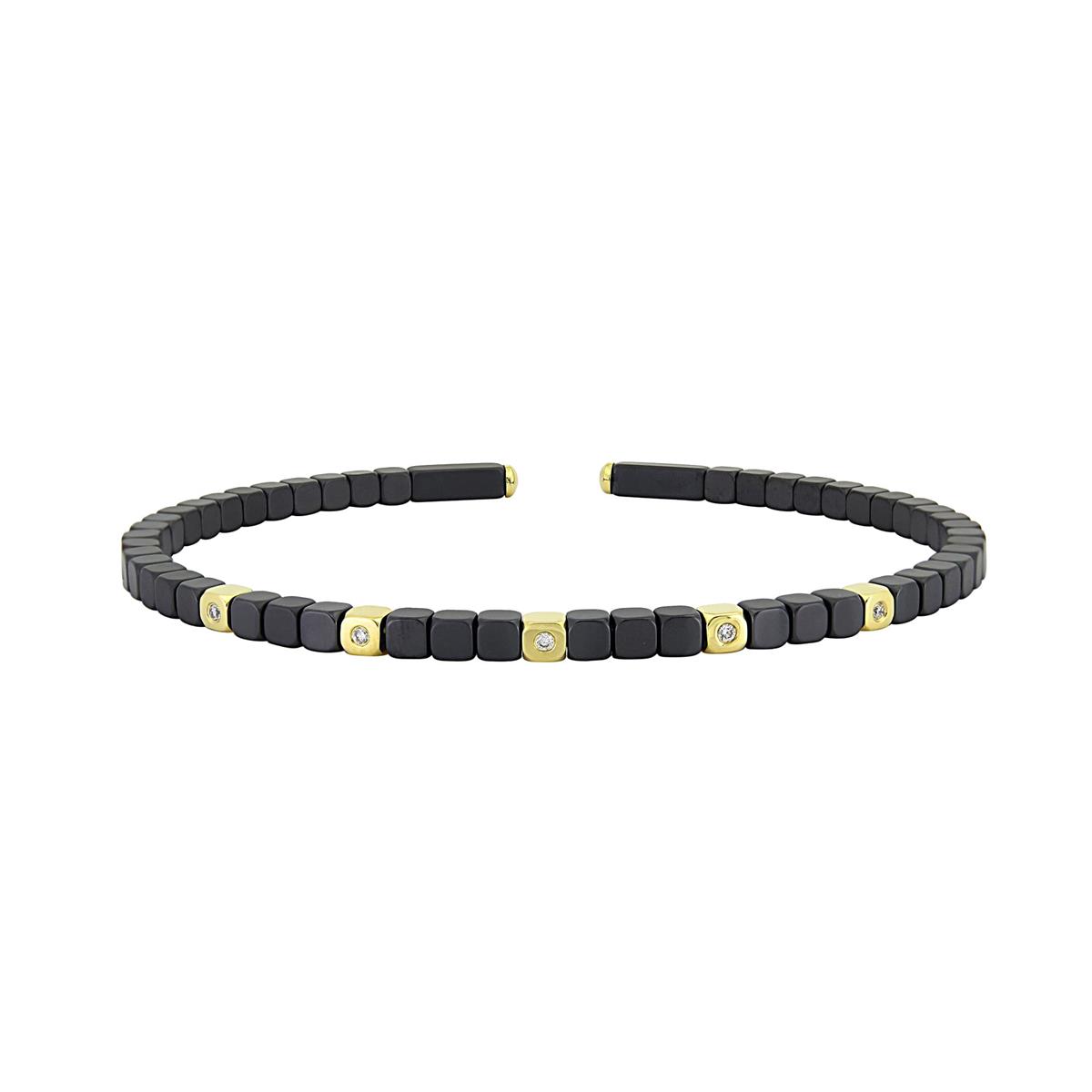 London Collection 18k Gold and Black Ceramic Diamond Flex Bracelet
