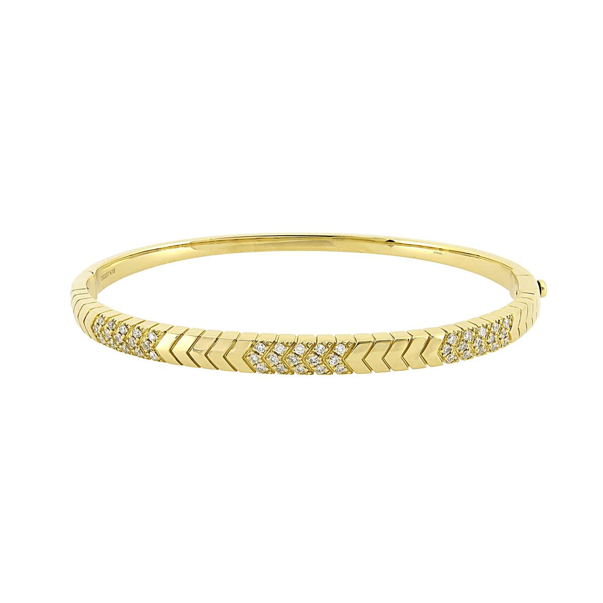 London Collection 18k Gold Diamond Chevron Bangle Bracelet