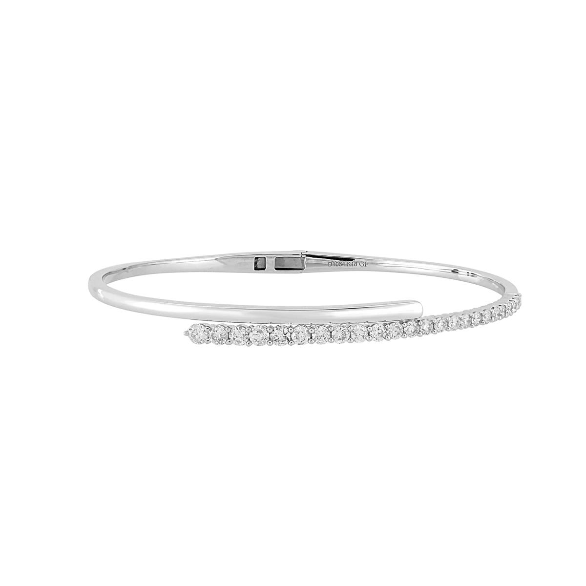 London Collection 18k Gold Round Diamond Bypass Bangle Bracelet