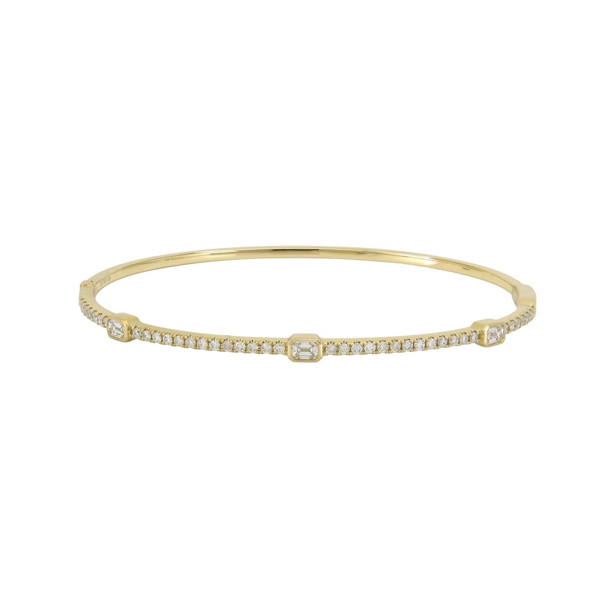 London Collection 18k Gold Round and Emerald Diamond Bracelet