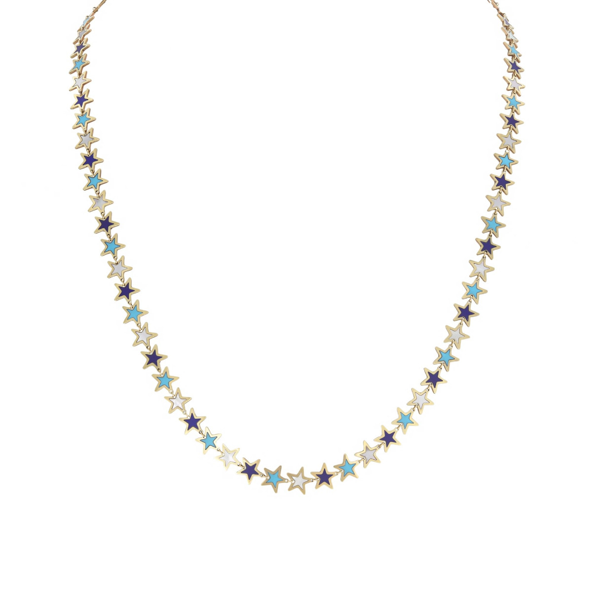 London Collection Yellow Gold Mixed Color Star Necklace