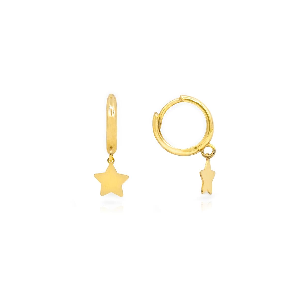 London Collection 14k Yellow Gold Star Dangle Earrings