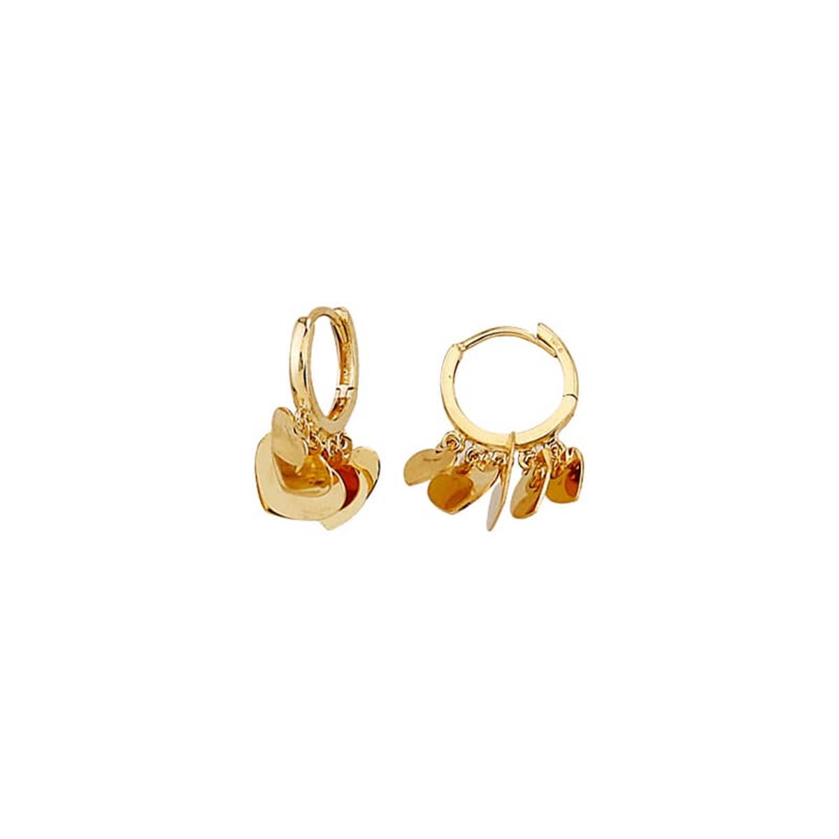 London Collection 14k Heart Dangle Huggie Hoop Earrings