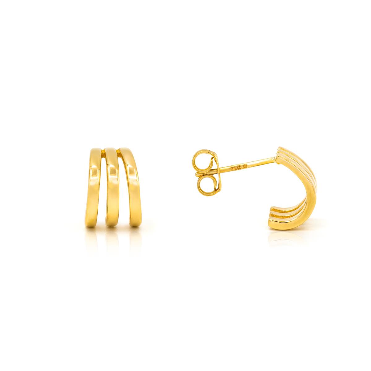 London Collection 14k Yellow Gold Triple Cuff Huggie Earrings