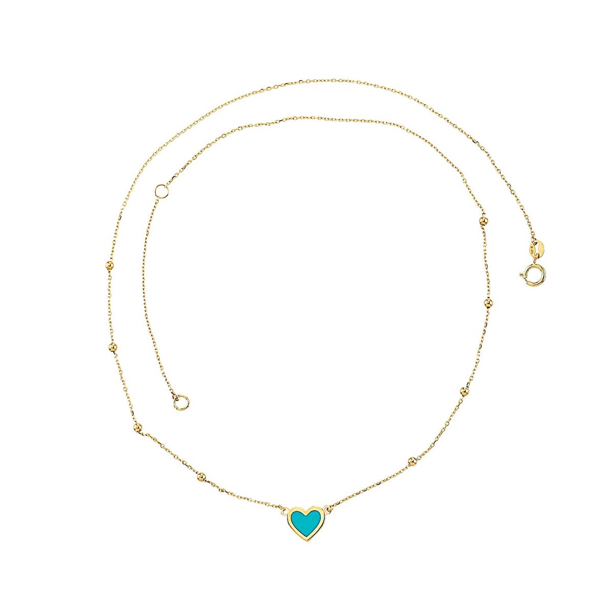 London Collection 14k Turquoise Heart Pendant Necklace