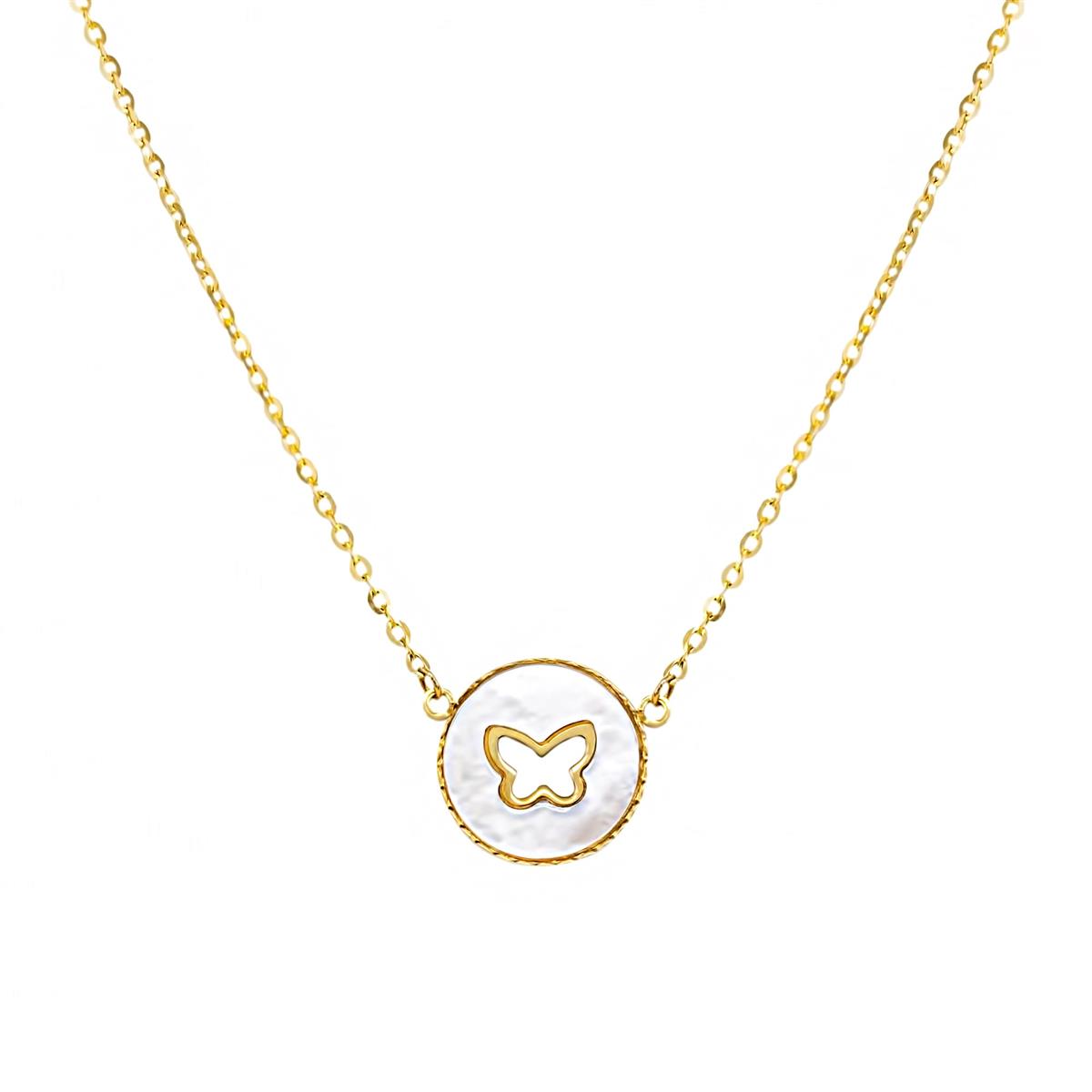 London Collection 14k Mother of Pearl Butterfly Necklace