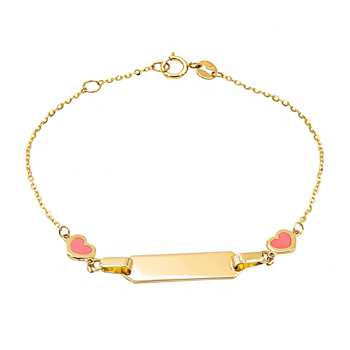 London Collection 14k Double Heart ID Bracelet