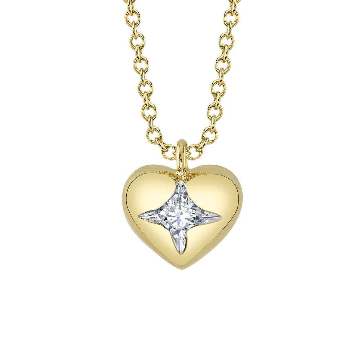 London Collection 14k Yellow Gold Diamond Heart Pendant Necklace