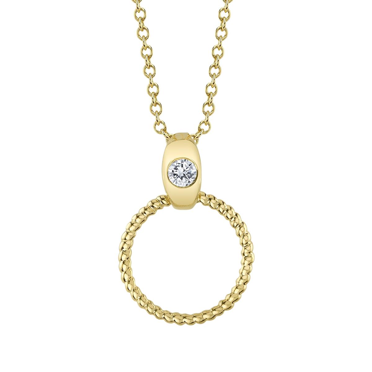 London Collection 14k Yellow Gold Twisted Circle Pendant Necklace