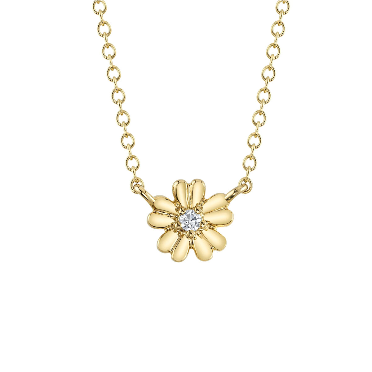 London Collection 14k Yellow Gold Diamond Flower Pendant Necklace