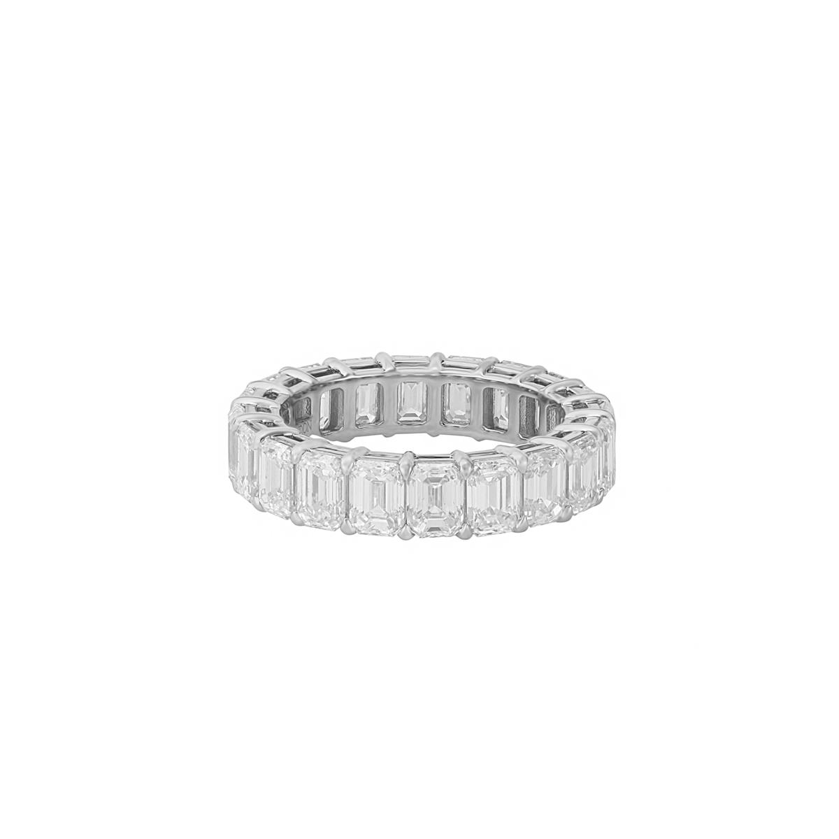 London Collection Platinum 20 Emerald Cut Diamond Eternity Band