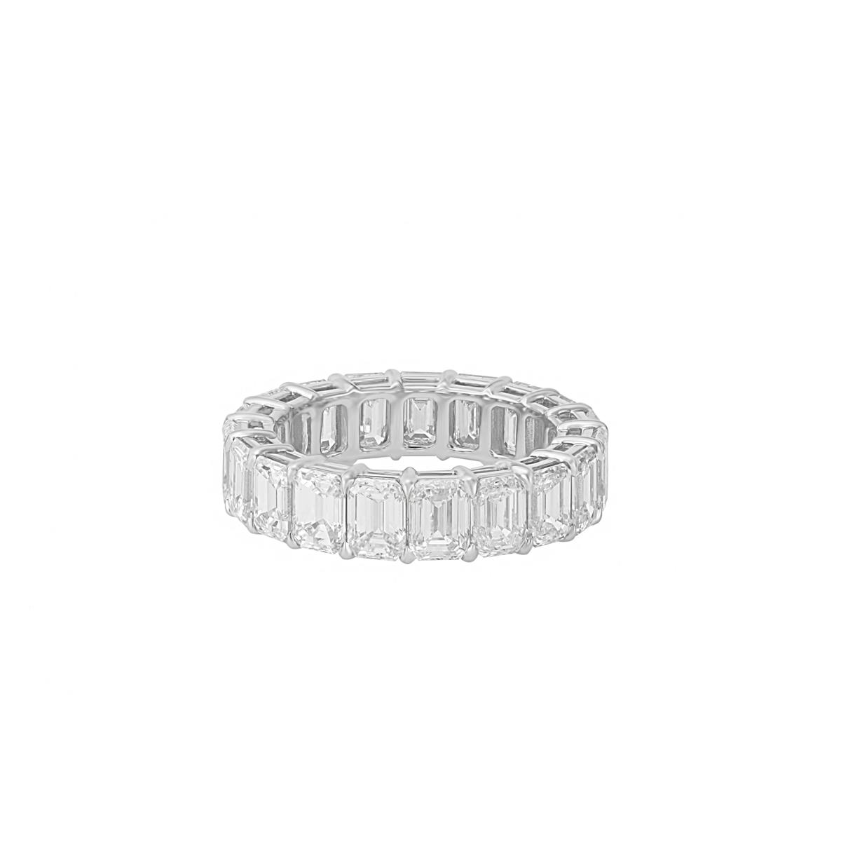 London Collection Platinum 20 Emerald Cut Diamond Eternity Band