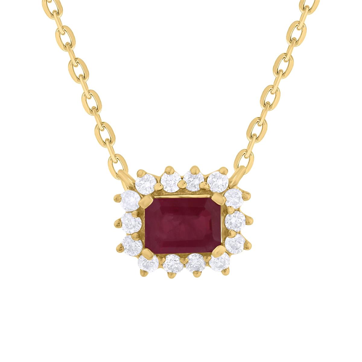 London Collection Yellow Gold Gemstone Diamond Halo Pendant Necklace