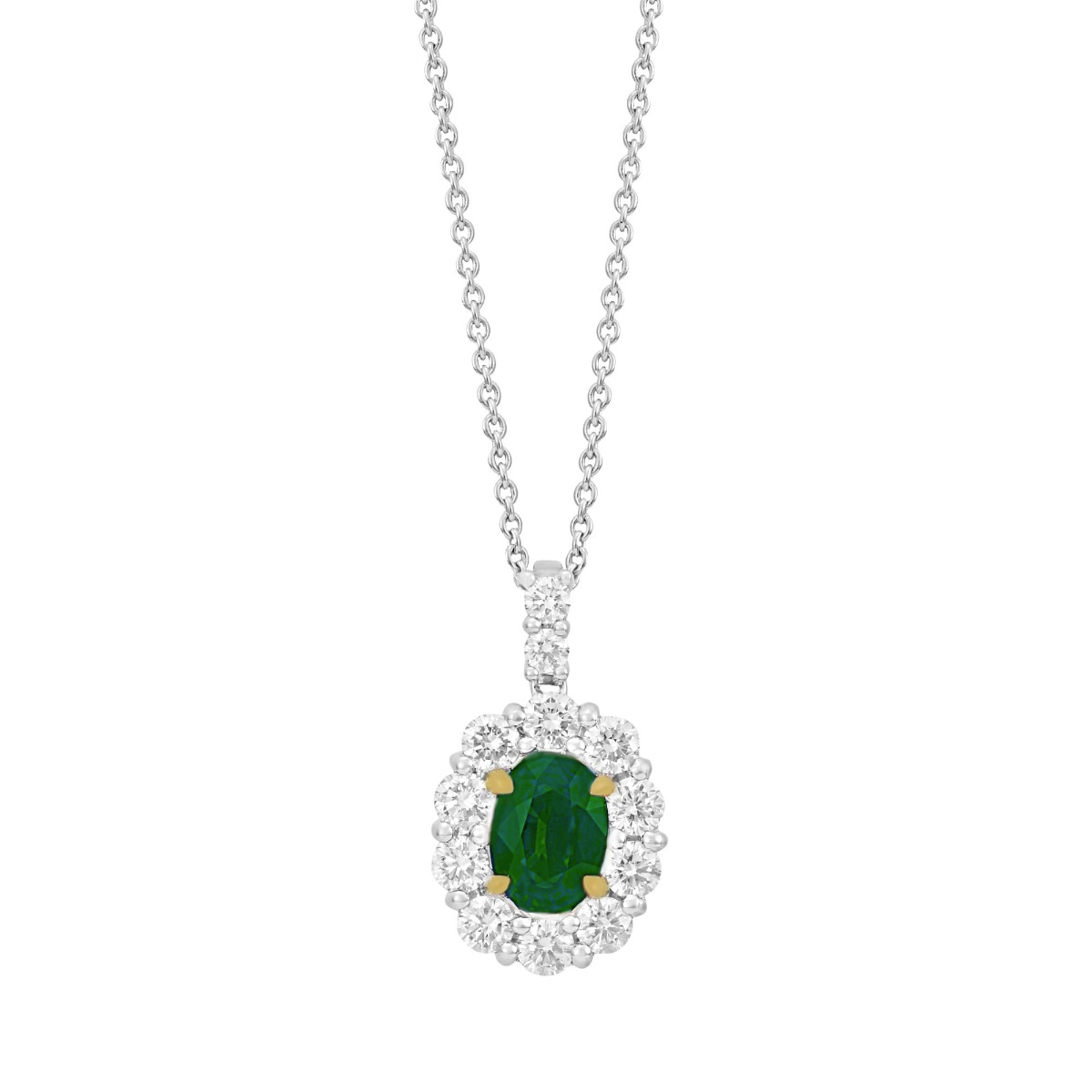 London Collection 18k White and Yellow Gold Diamond and Gemstone Pendant Necklace