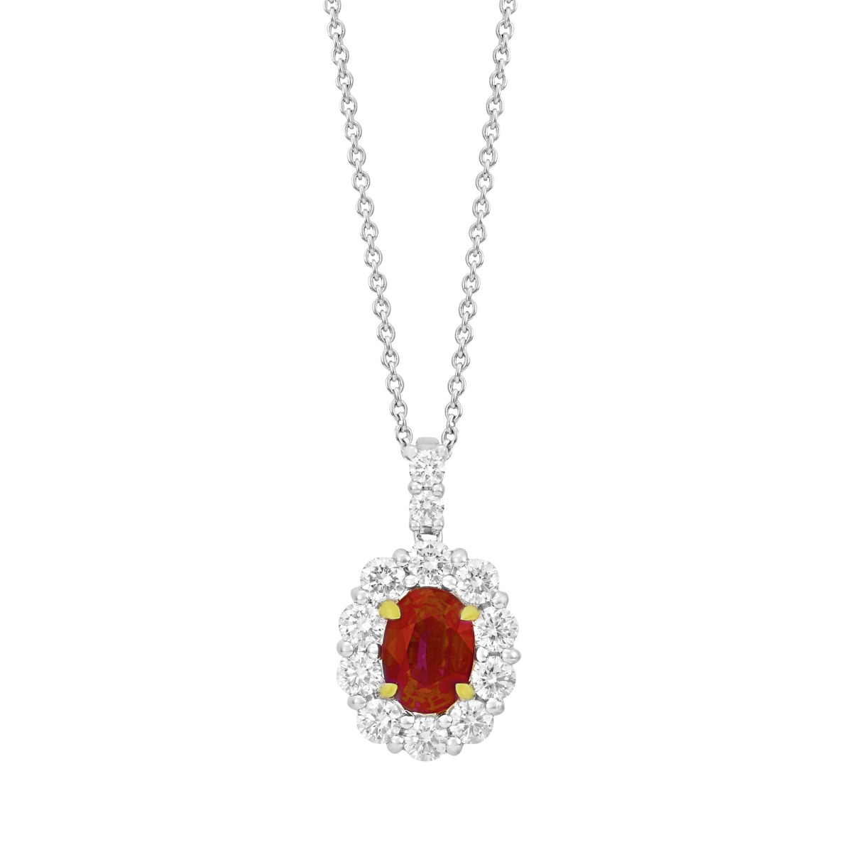 London Collection 18k White and Yellow Gold Diamond and Gemstone Pendant Necklace