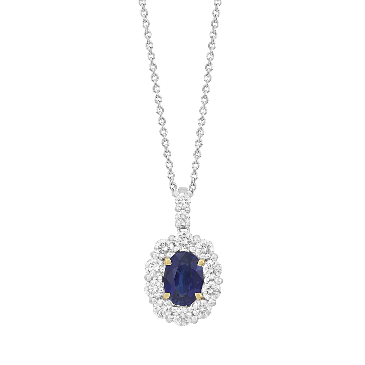 London Collection 18k White and Yellow Gold Diamond and Gemstone Pendant Necklace