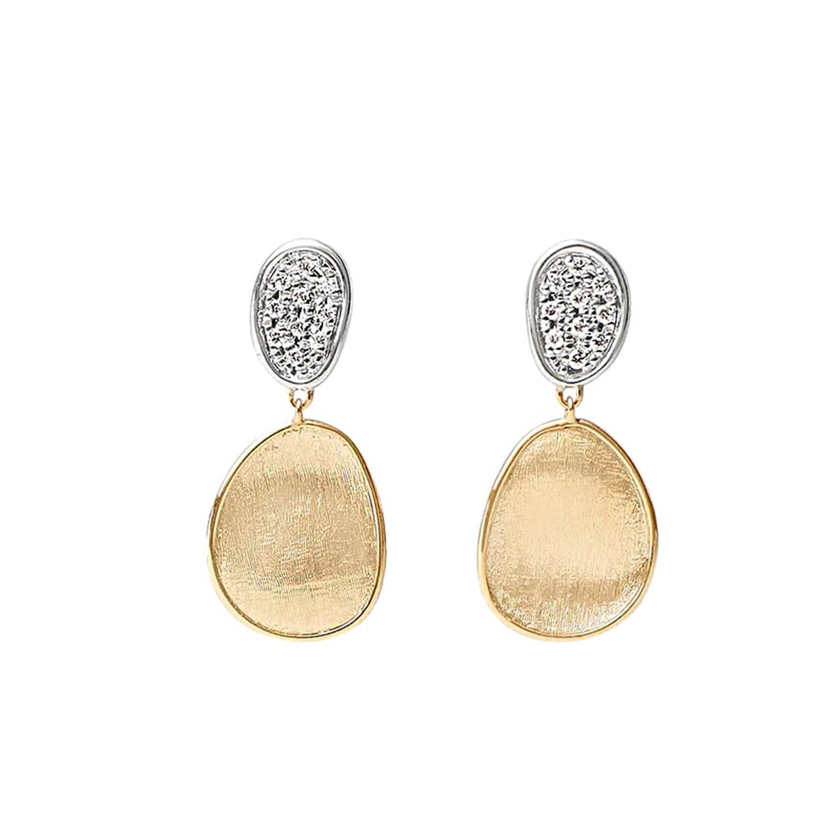 Marco Bicego Lunaria Two Tone Diamond Double Drop Earrings