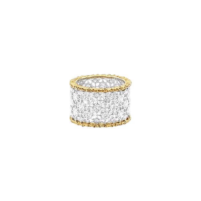 Buccellati 18k Two Tone Diamond Eternelle Scacchi Style Band