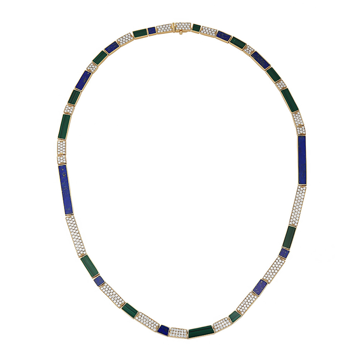London Collection 18k Diamond, Lapis, and Malachite Necklace