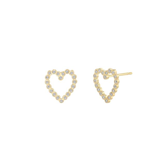 Zoe Chicco 14k Yellow Gold Bezel Set Diamond Open Heart Earrings
