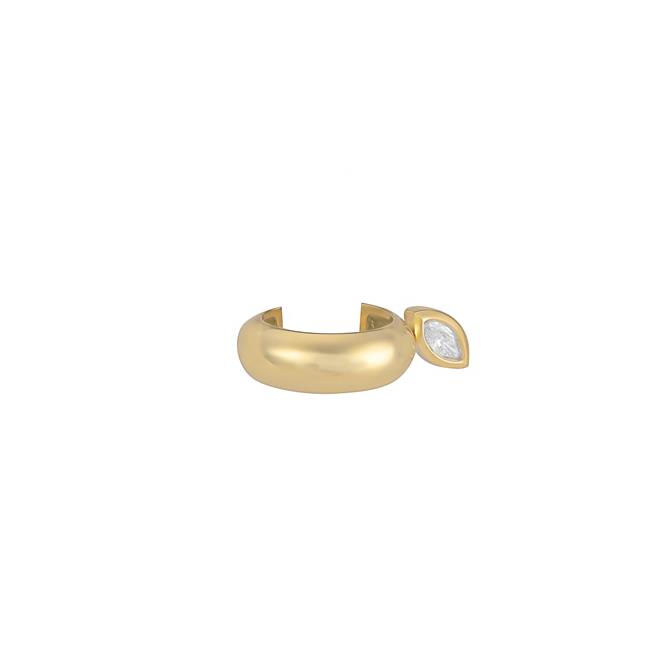 Zoe Chicco 14k Yellow Gold Marquise Diamond Half Round Ear Cuff