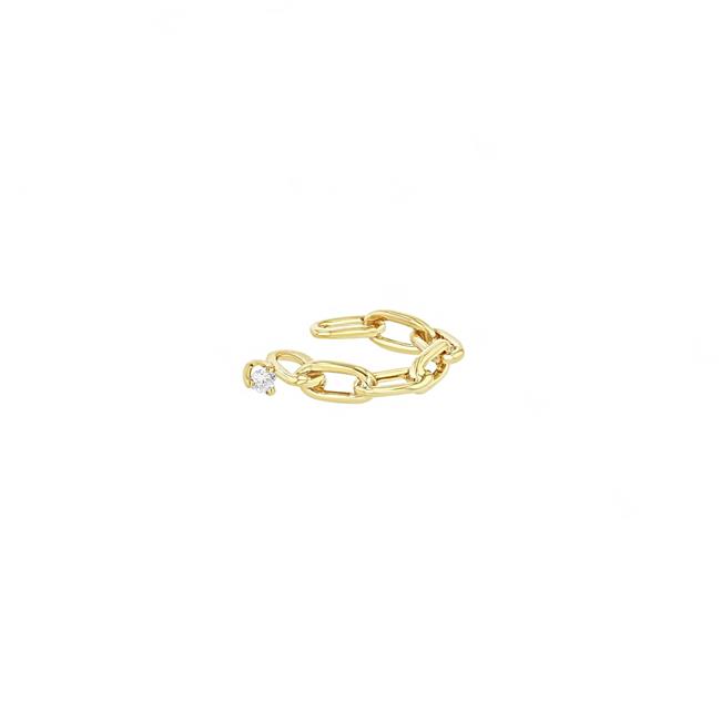 Zoe Chicco 14k Yellow Gold And Diamond Square Oval Link Ear Cuff