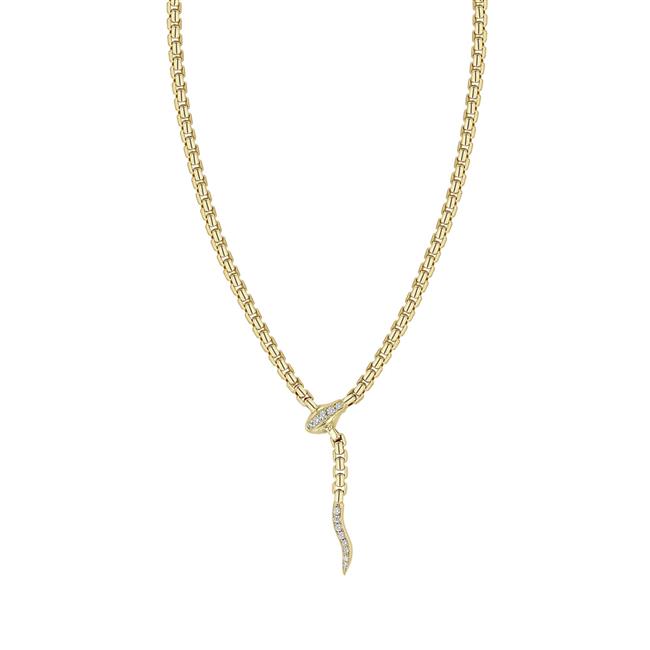 Zoe Chicco 14k Yellow Gold Diamond Box Chain Snake Necklace