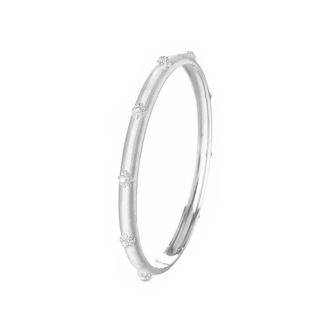 Buccellati Marci 18k White Gold Diamond Bombe Bracelet