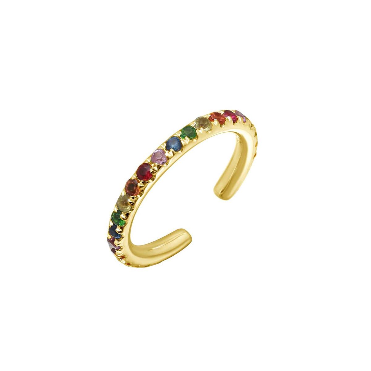London Collection 14k Yellow Gold Mixed Color Stone Single Earcuff