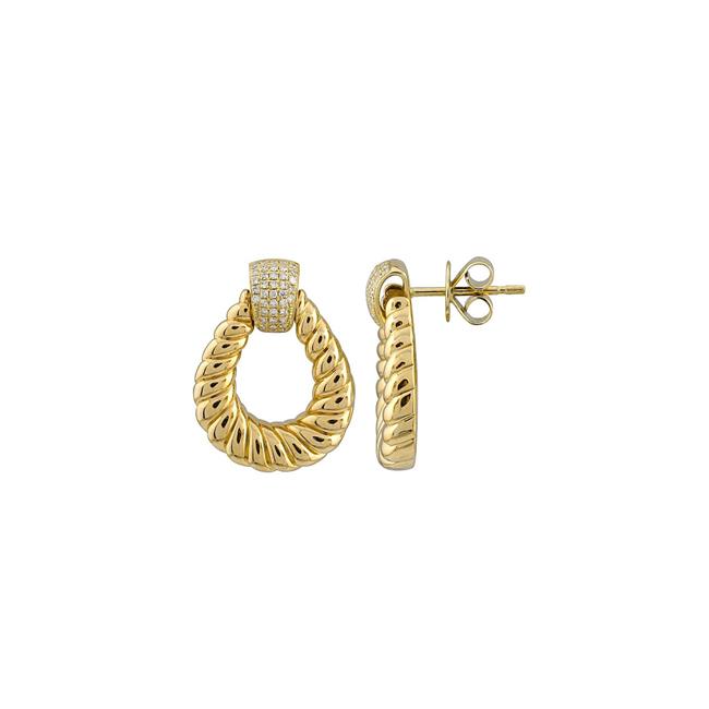 London Collection 14k Yellow Gold And Diamond Door Knocker Earring