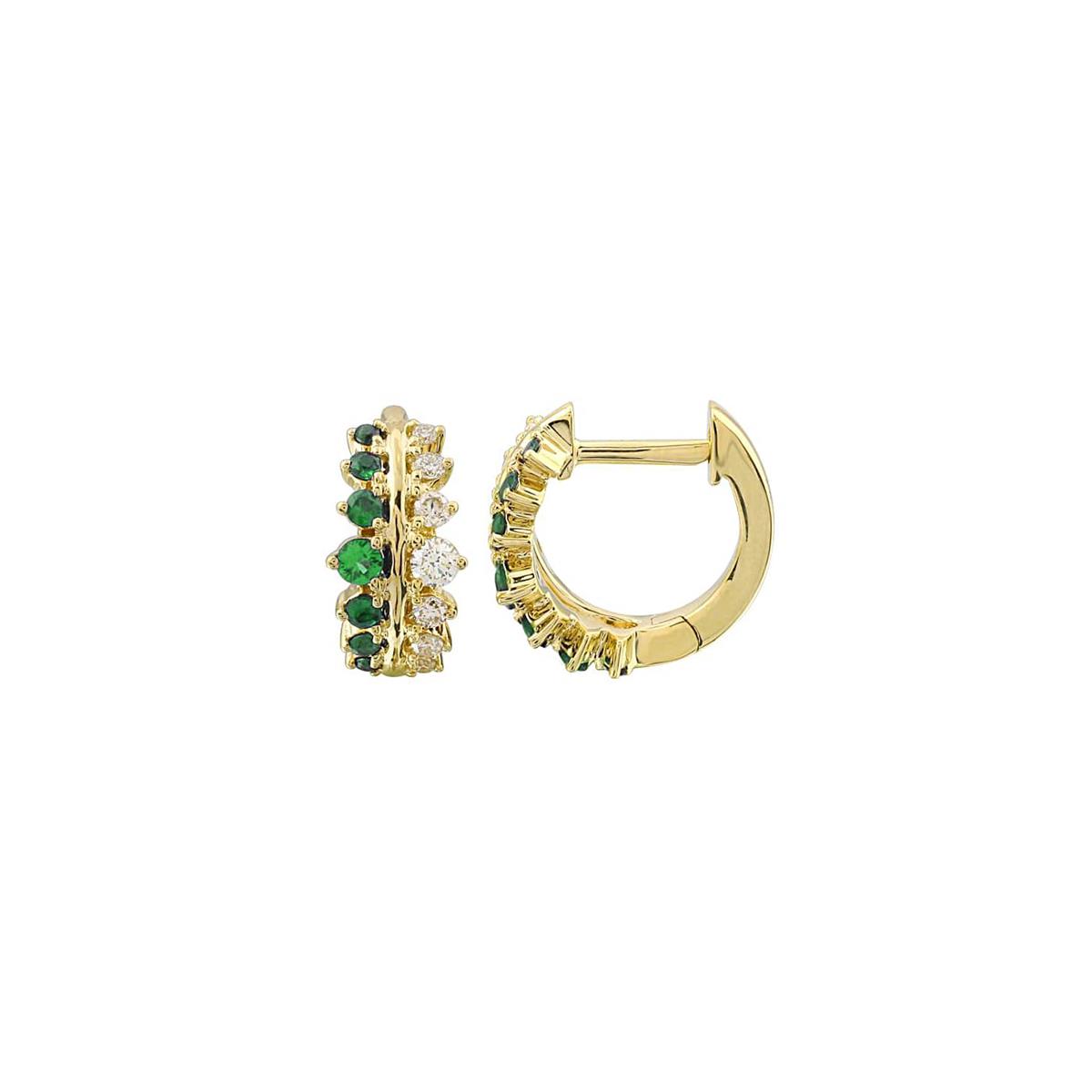 London Collection 14k Yellow Gold Graduated Diamond and Gemstone Huggie Earrings