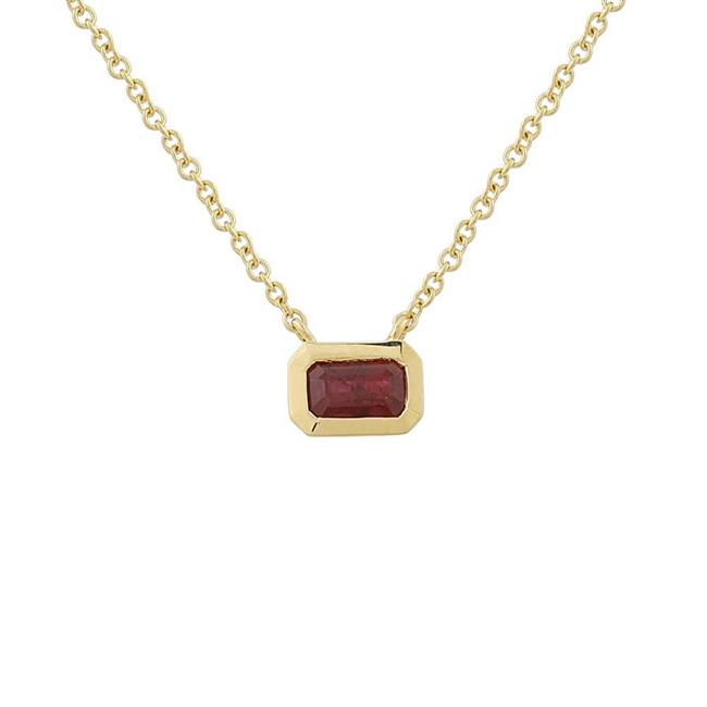 London Collection 14k Yellow Gold Gemstone Bezel Necklace