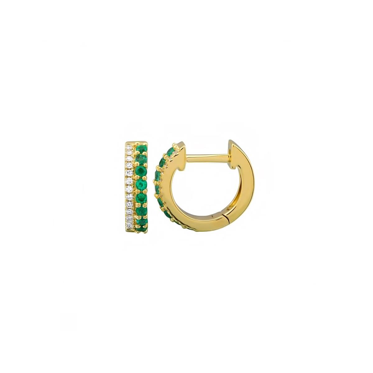London Collection 14k Yellow Gold Gemstone and Diamond Huggie Earrings