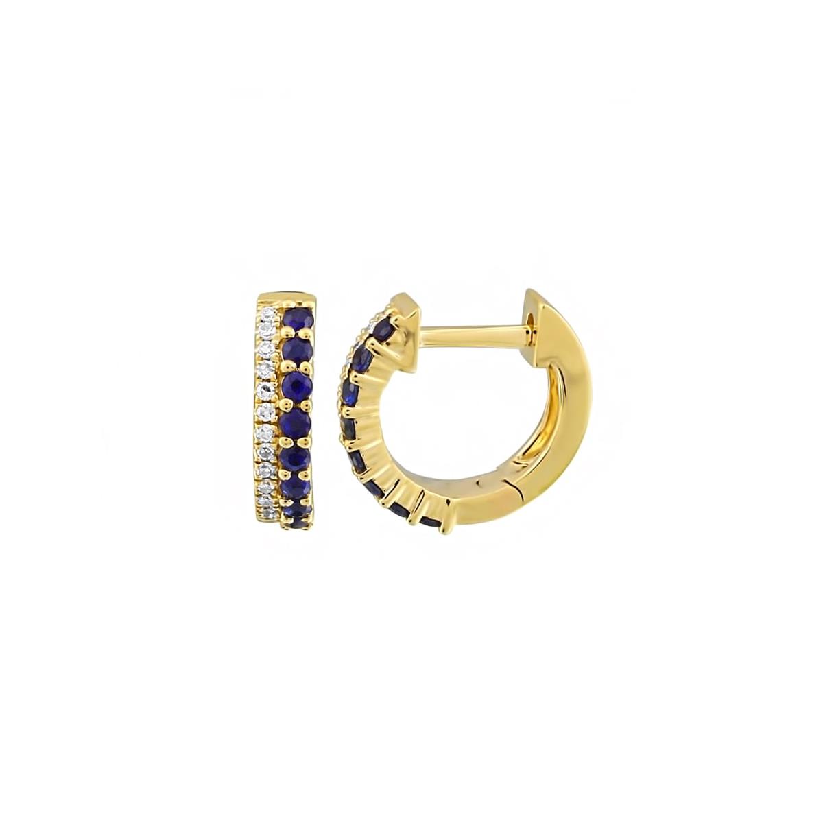 London Collection 14k Yellow Gold Gemstone and Diamond Huggie Earrings