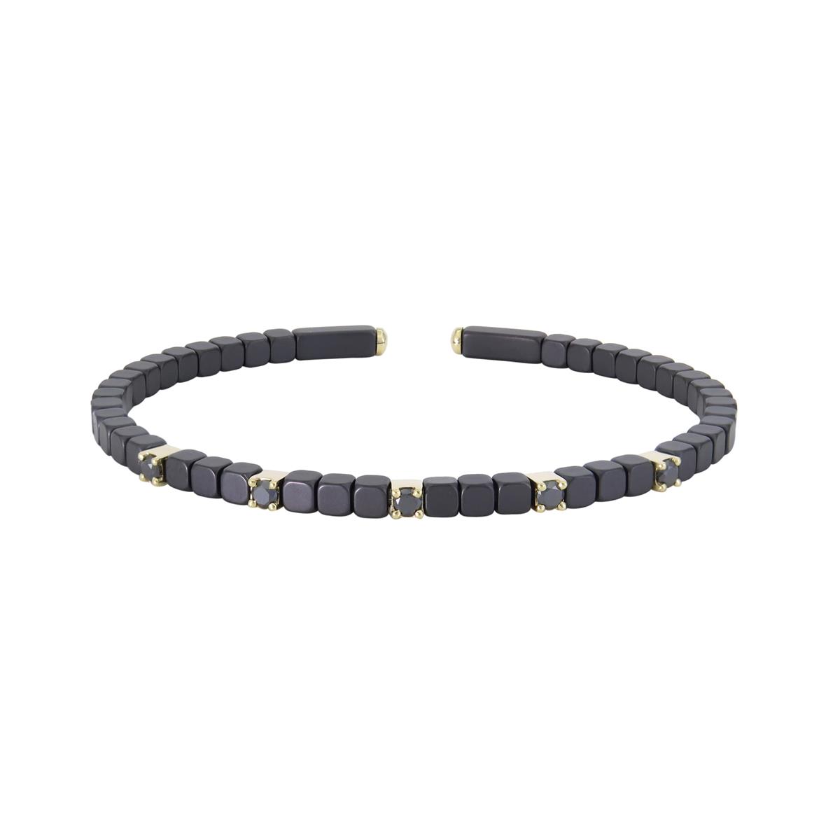 London Collection 18k Matte Black Ceramic and Diamond Bangle Bracelet